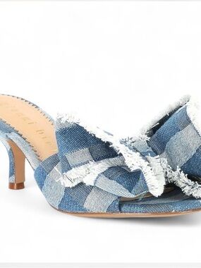 Gianni Bini Blue Denim Knot Mules